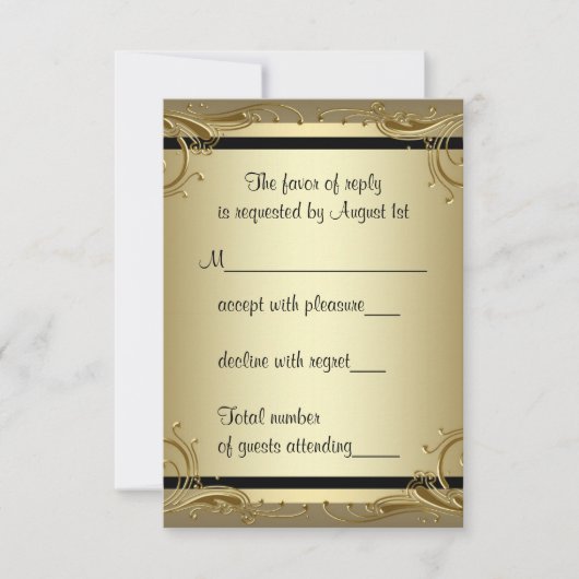 Elegant Gold 50th Wedding Jubileum Party RSVP Kaartje (Voorkant)