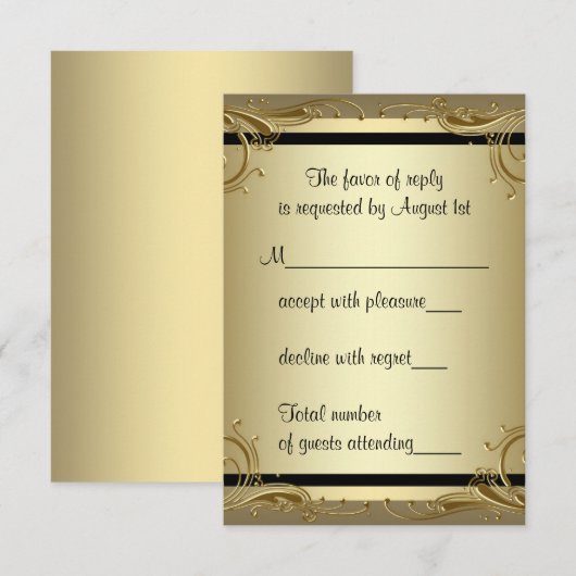 Elegant Gold 50th Wedding Jubileum Party RSVP Kaartje (Voorkant / Achterkant)