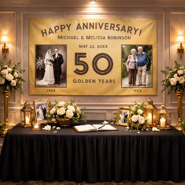 Elegant Gold 50th Wedding Jubileum Spandoek
