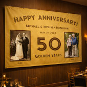 Elegant Gold 50th Wedding Jubileum Spandoek