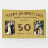 Elegant Gold 50th Wedding Jubileum Spandoek (Horizontaal)