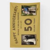 Elegant Gold 50th Wedding Jubileum Spandoek (Verticaal)