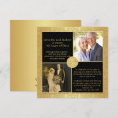 Elegant Gold 50th Wedding Jubileum Uitnodiging (Voorkant / Achterkant)