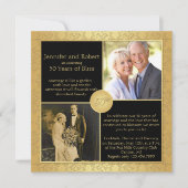 Elegant Gold 50th Wedding Jubileum Uitnodiging (Voorkant)