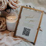 Elegant Gold 5x7-inch tabelnummer met Photo QR-cod<br><div class="desc">Dit elegante gouden 5 x 7" trouwlijstnummer met foto QR-code is perfect voor een eenvoudige bruiloft. Het neutrale ontwerp is voorzien van een minimalistische kaart met romantische en faux gouden folie-typografie. Pas elk lijstaantal aan dat u nodig hebt en voeg elk aan uw kar individueel toe. Opmerking: dit ontwerp is...</div>