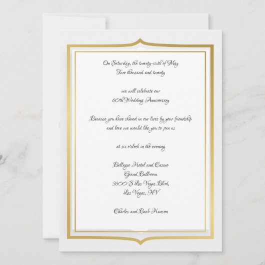 Elegant Gold 60e Jubileum feestdag Kaart (Achterkant)