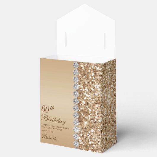 Elegant Gold 60th Birthday Bedankdoosjes (Geopend)