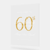 Elegant Gold 60th Birthday Party Welkom Acryl Bord (Hoek)