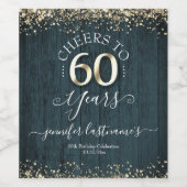 Elegant Gold 60th Birthday Script Wine Label Wijn Etiket (Enkel label)