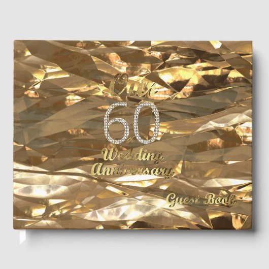 Elegant Gold 60th Wedding Jubileum Gastboek Gastenboek (Voorkant)