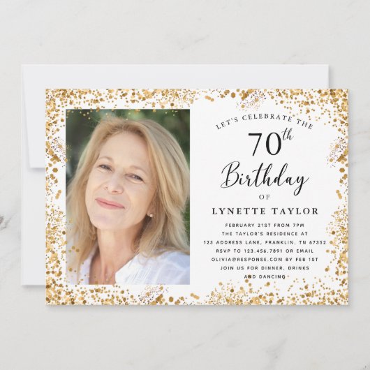 Elegant Gold 70th Birthday Kaart (Voorkant)