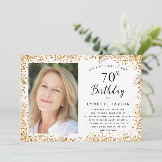 Elegant Gold 70th Birthday Kaart (Staand voorkant)