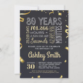 Elegant Gold 80th Birthday Invitation - 80 jaar Kaart (Voorkant)