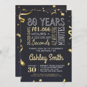 Elegant Gold 80th Birthday Invitation - 80 jaar Kaart (Voorkant / Achterkant)