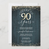 Elegant Gold 90th Birthday Formal Invitation Kaart (Voorkant)