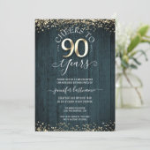 Elegant Gold 90th Birthday Formal Invitation Kaart (Staand voorkant)