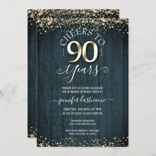 Elegant Gold 90th Birthday Formal Invitation Kaart
