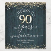 Elegant Gold 90th Birthday Script Wine Label Wijn Etiket (Enkel label)