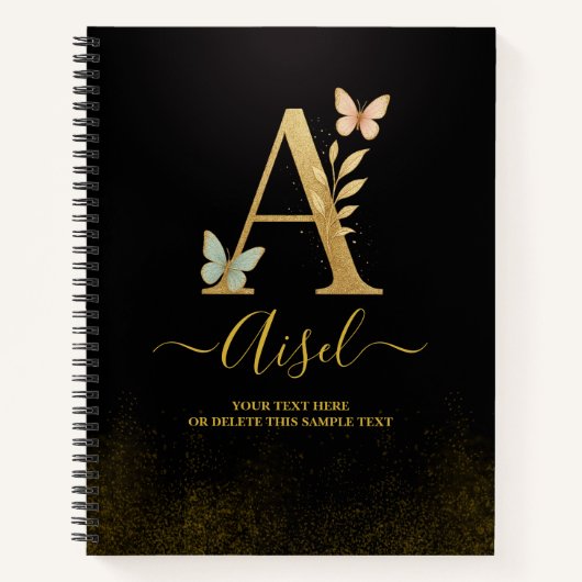 Elegant Gold "A" Monogram Notebook Notitieboek (Voorkant)