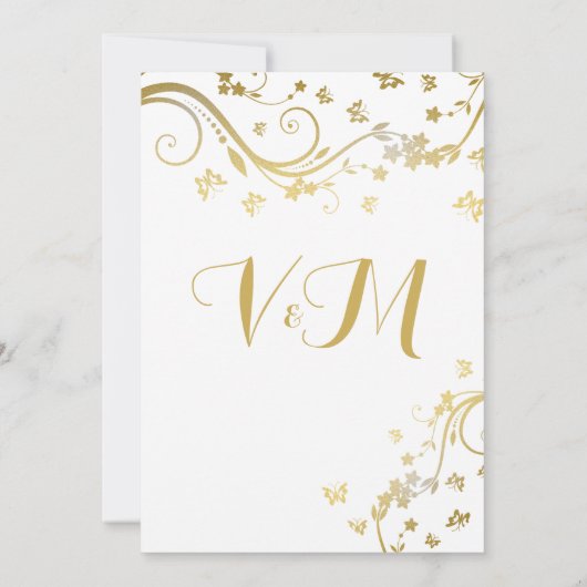 Elegant Gold, Aangepaste huwelijksuitnodiging Kaart (Achterkant)