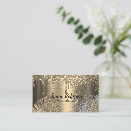 Elegant Gold Abstract Bokeh Glitter Shining Visitekaartje (Staand voorkant)