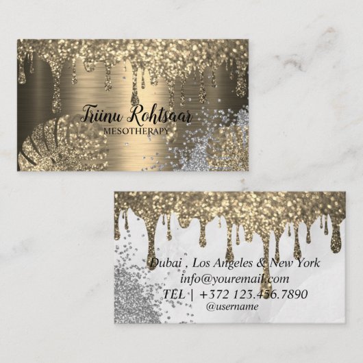 Elegant Gold Abstract Bokeh Glitter Shining Visitekaartje (Voorkant / Achterkant)