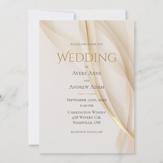 Elegant Gold Abstract Modern Wedding Uitnodiging (Voorkant)