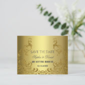 Elegant Gold Abstract Peacock Wedding Aankondigingskaart (Staand voorkant)