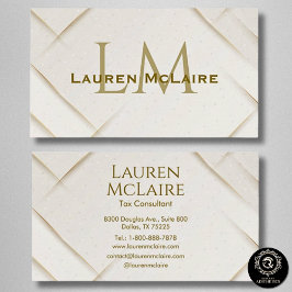 Elegant Gold Accent Monogram Business Card Visitekaartje
