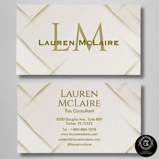 Elegant Gold Accent Monogram Business Card Visitekaartje