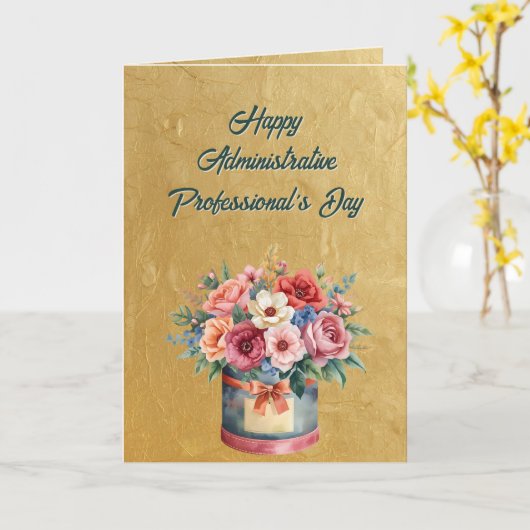 Elegant Gold Administrative Professionals Day Kaart (Gele Bloem)