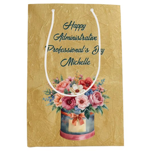 Elegant Gold Administrative Professionals Day Medium Cadeauzakje (Voorkant)