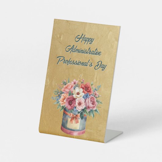 Elegant Gold Administrative Professionals Day Reclamebord Met Voetstuk (Voorkant)