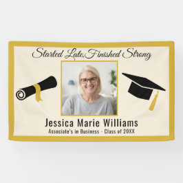 Elegant Gold Adult Afstuderen 2025 Quote Foto Spandoek