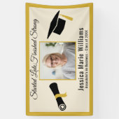 Elegant Gold Adult Afstuderen 2025 Quote Foto Spandoek (Verticaal)