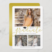 Elegant Gold Afstudeerder Collage Afstuderen Invit Aankondiging (Voorkant / Achterkant)