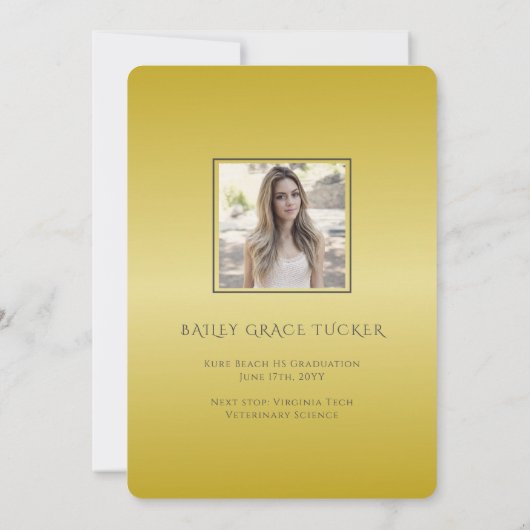 Elegant Gold Afstudeerder Collage Afstuderen Invit Aankondiging (Achterkant)