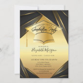 Elegant Gold Afstudeerder Pet Black Gold Afstudere Kaart (Voorkant)