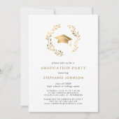 Elegant Gold Afstudeerder Pet en Wreator Graduatio Kaart (Voorkant)