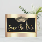 Elegant Gold Afstudeerder Pet Tassel Save Date Save The Date (Staand voorkant)