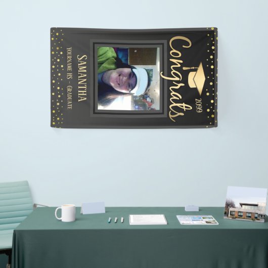 Elegant Gold Afstuderen Class of 2022 Photo Spandoek (Beurs)