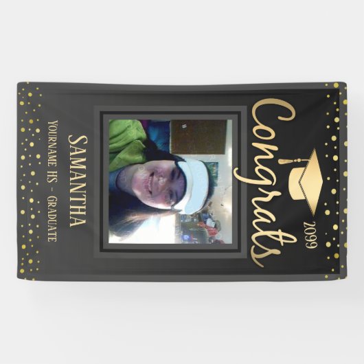 Elegant Gold Afstuderen Class of 2022 Photo Spandoek (Horizontaal)