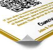 Elegant Gold Afstuderen College Fund QR-code Poster (Hoek)