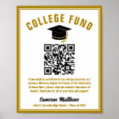 Elegant Gold Afstuderen College Fund QR-code Poster (Voorkant)