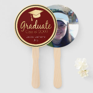 Elegant Gold Afstuderen Foto Handwaaier