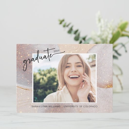 Elegant Gold Afstuderen Kaart (Staand voorkant)