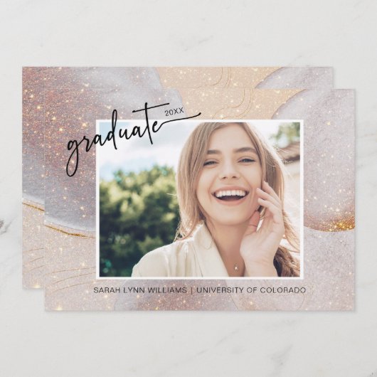Elegant Gold Afstuderen Kaart (Voorkant / Achterkant)