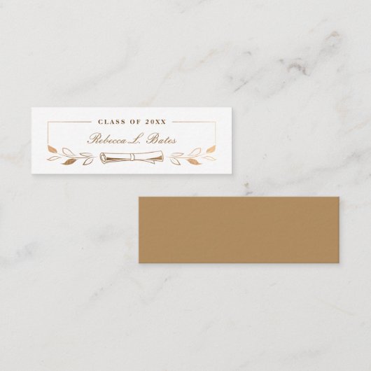 Elegant Gold Afstuderen Name Kaart Contactkaartje (Voorkant / Achterkant)
