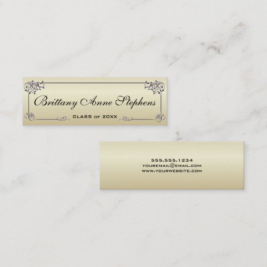 Elegant Gold Afstuderen Name Kaart invoegen Contactkaartje (Voorkant / Achterkant)