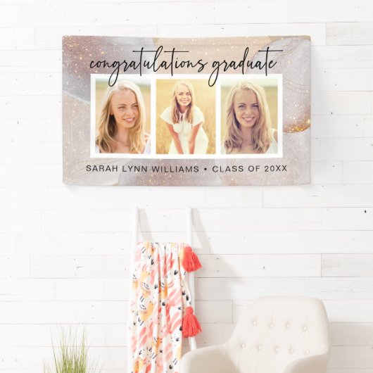 Elegant Gold Afstuderen Spandoek (Insitu)